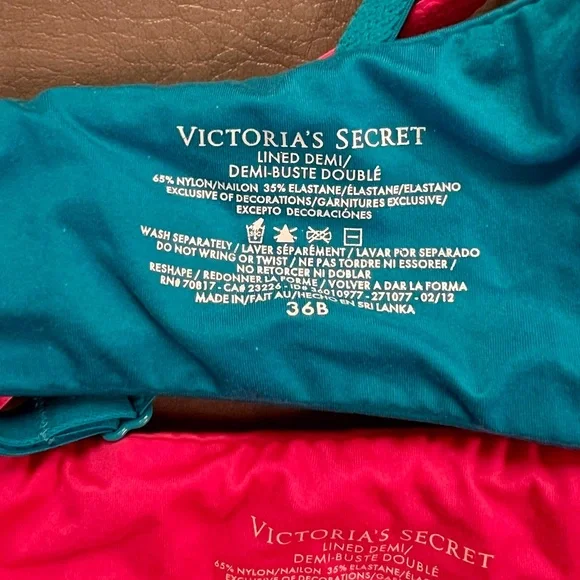 Set of 3 Victoria’s Secret Pinks and Blue Women's Bra Set Lined Demi 36B - Picture 7 of 10